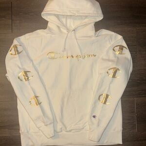 Champion White and Gold Hoodie